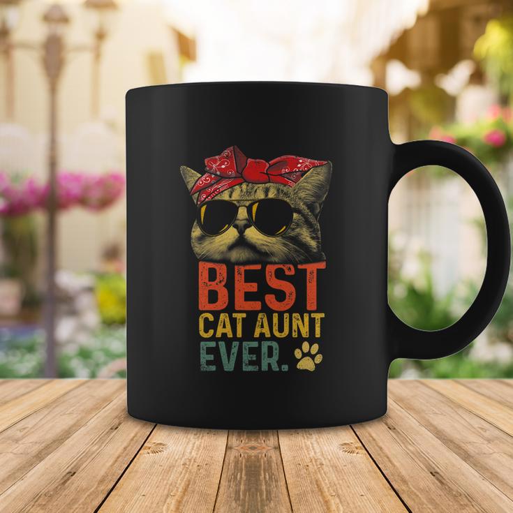 Best Cat Aunt Ever Vintage Cat Lover Cool Sunglasses Funny Coffee Mug Unique Gifts