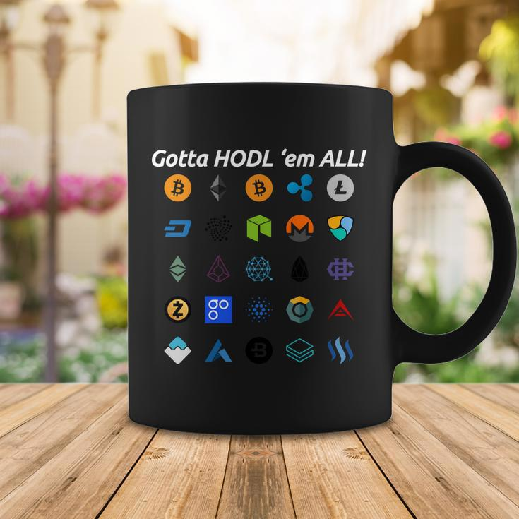 Bitcoin Litecoin Gotta Hodl Em All Cryptocurrency Logos Tshirt Coffee Mug Unique Gifts