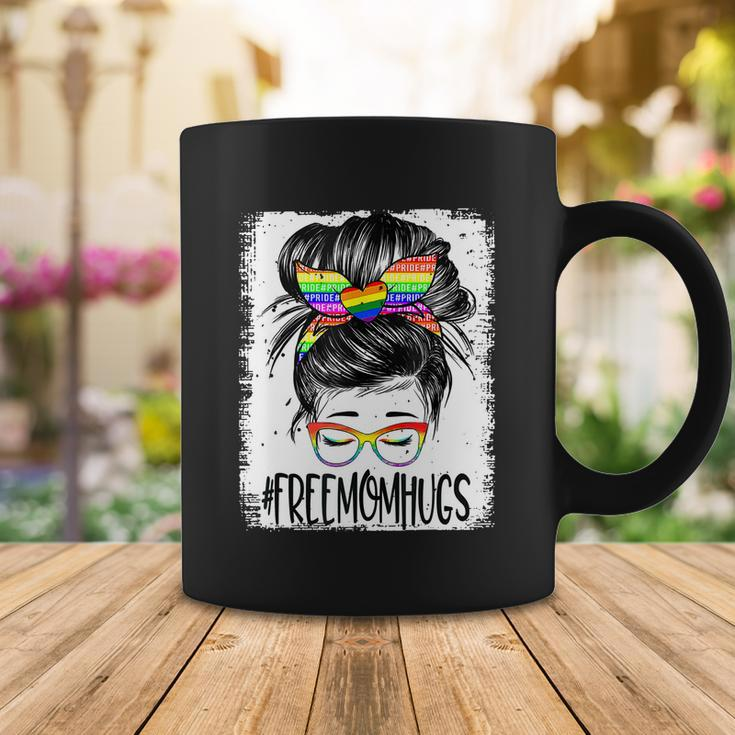 Bleached Free Mom Hugs Messy Bun Lgbt Pride Rainbow Gift Coffee Mug Unique Gifts