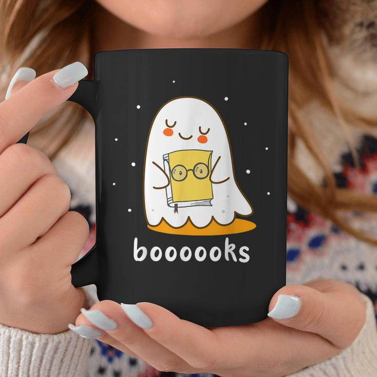 Booooks Cute Ghost Reading Library Books Halloween Teacher Coffee Mug Personalized Gifts