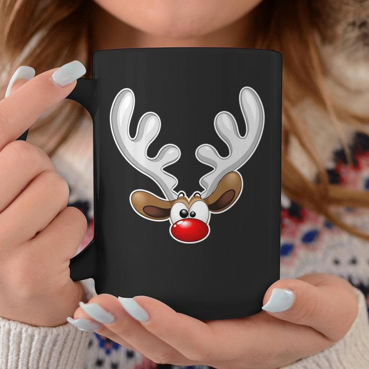 Christmas Red Nose Reindeer Face Graphic Design Printed Casual Daily Basic Coffee Mug Personalized Gifts