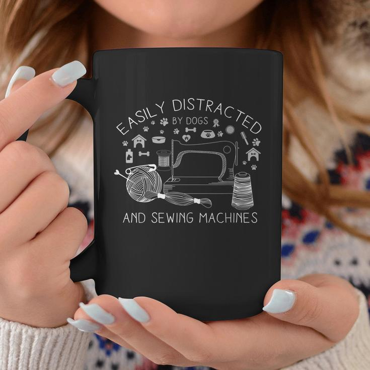 Easily Distracted By Dogs And Sewing Machines Craft Graphic Design Printed Casual Daily Basic Coffee Mug Personalized Gifts