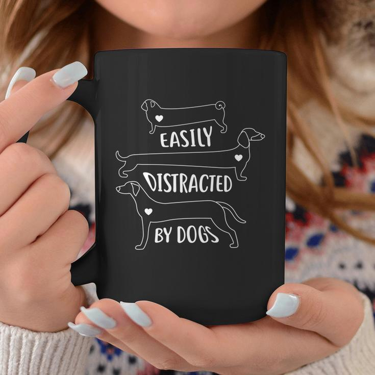 Easily Distracted By Dogs Funny Dog Lover Cool Gift Graphic Design Printed Casual Daily Basic Coffee Mug Personalized Gifts