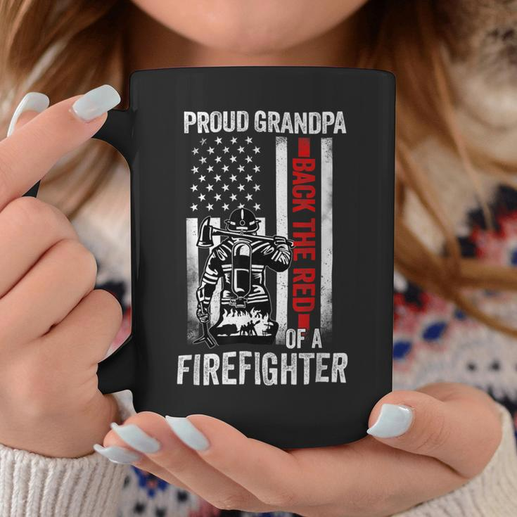 Firefighter Proud Grandpa Of A Firefighter Back The Red American Flag V2 Coffee Mug Funny Gifts