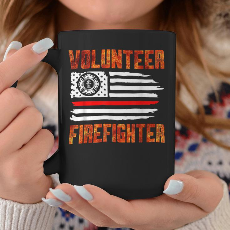 Firefighter Red Line Flag Fireman Wife Girlfriend Volunteer Firefighter V2 Coffee Mug Funny Gifts