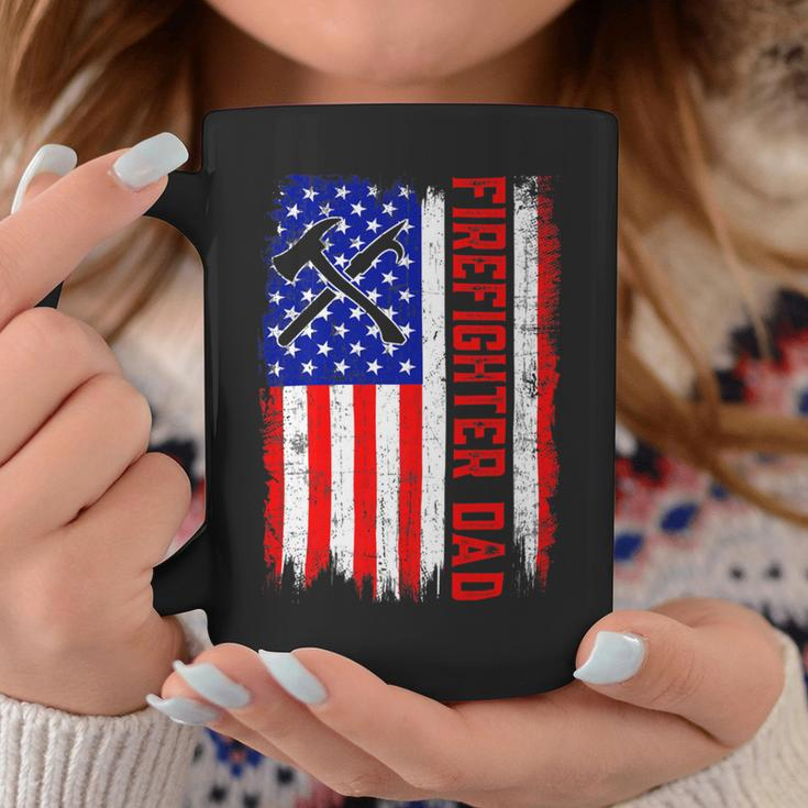 Firefighter Retro American Flag Firefighter Dad Jobs Fathers Day V3 Coffee Mug Funny Gifts