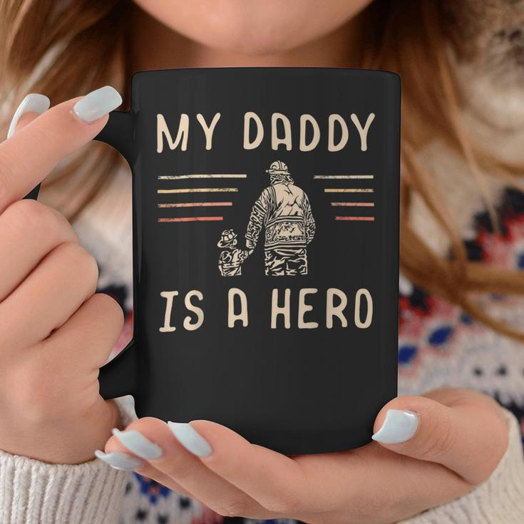 Firefighter Usa Flag My Daddy Is A Hero Firefighting Firefighter Dad V2 Coffee Mug Funny Gifts