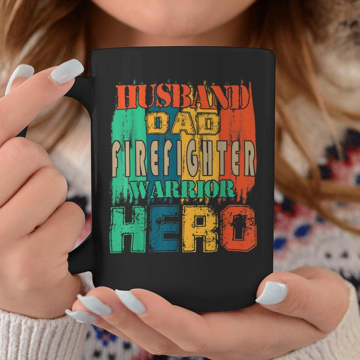 Firefighter Vintage Retro Husband Dad Firefighter Hero Matching Family V2 Coffee Mug Funny Gifts