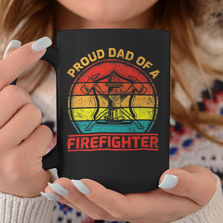 Firefighter Vintage Retro Proud Dad Of A Firefighter Fireman Fathers Day V3 Coffee Mug Funny Gifts