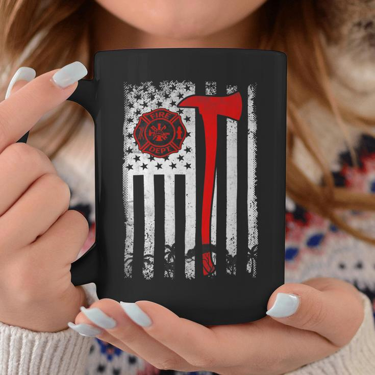 Firefighter Wildland Firefighter Axe American Flag Thin Red Line Fir V2 Coffee Mug Funny Gifts