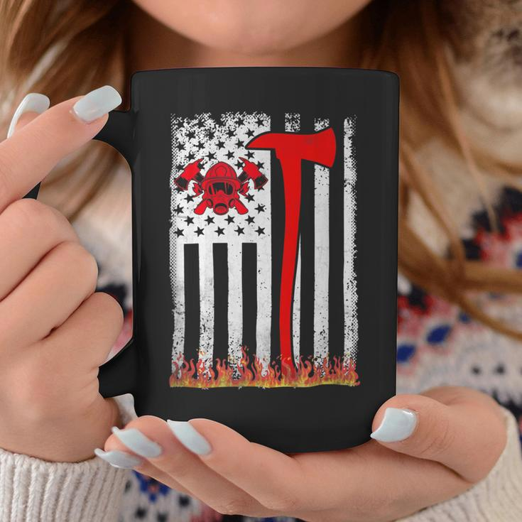 Firefighter Wildland Firefighter Axe American Flag Thin Red Line Fire Coffee Mug Funny Gifts