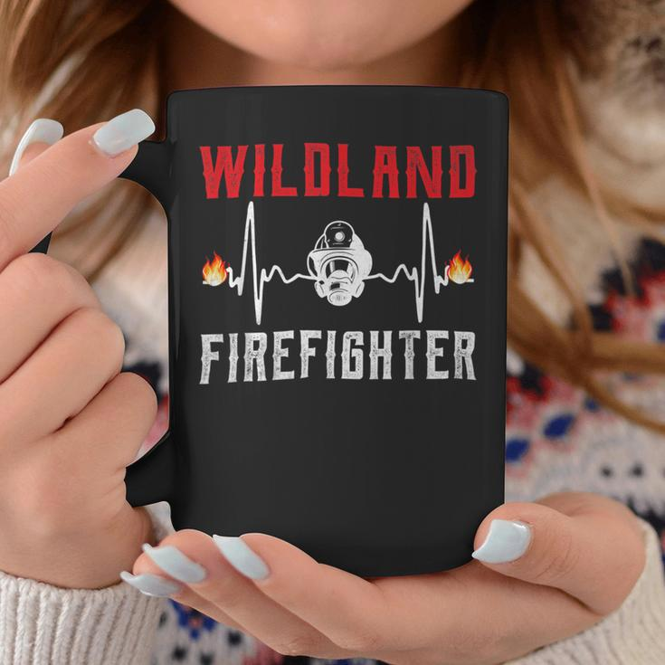 Firefighter Wildland Firefighter Fire Rescue Department Heartbeat Line Coffee Mug Funny Gifts