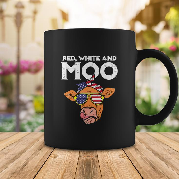 Funny 4Th Of July Red White And Moo Patriotic Cow Usa Flag Coffee Mug Unique Gifts