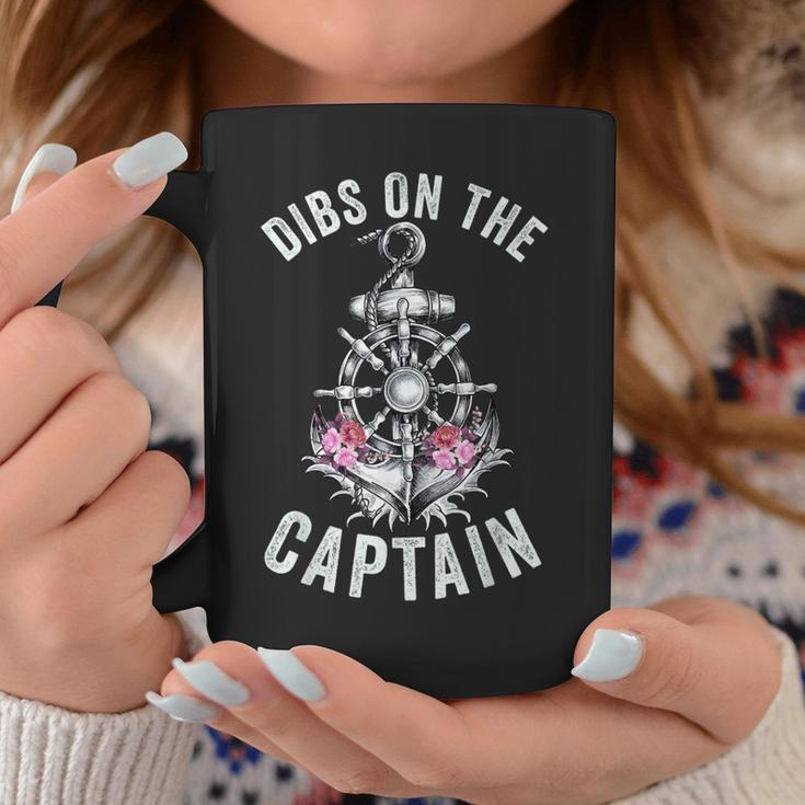 Funny Captain Wife Dibs On The Captain Flower Anchor Coffee Mug Personalized Gifts