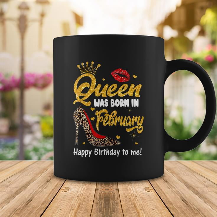 Funny Queen Was Born In February Happy Birthday To Me Leopard Shoe Gift Coffee Mug Unique Gifts
