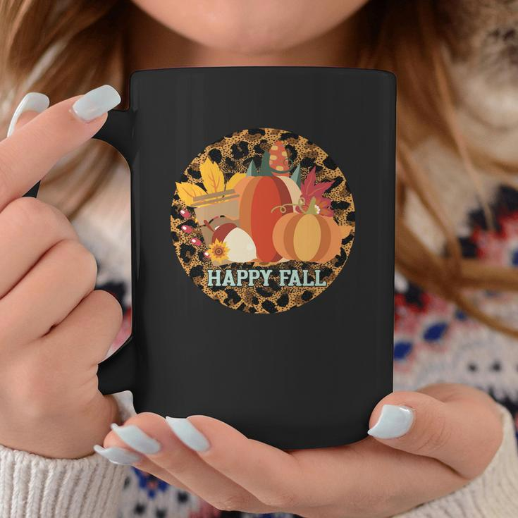 Happy Fall Circle Pumpkins Coffee Mug Funny Gifts