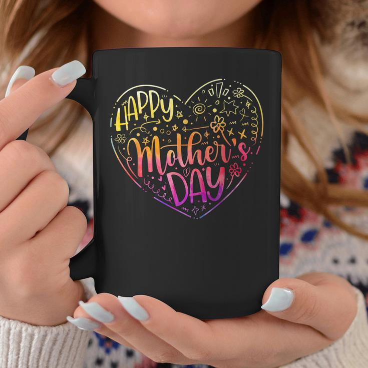 Happy Mothers Day With Tie-Dye Heart Mothers Day Coffee Mug Personalized Gifts