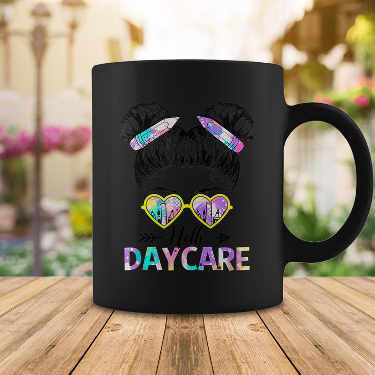 Hello Daycare Tie Dye Messy Bun Kids Back To School Coffee Mug Unique Gifts