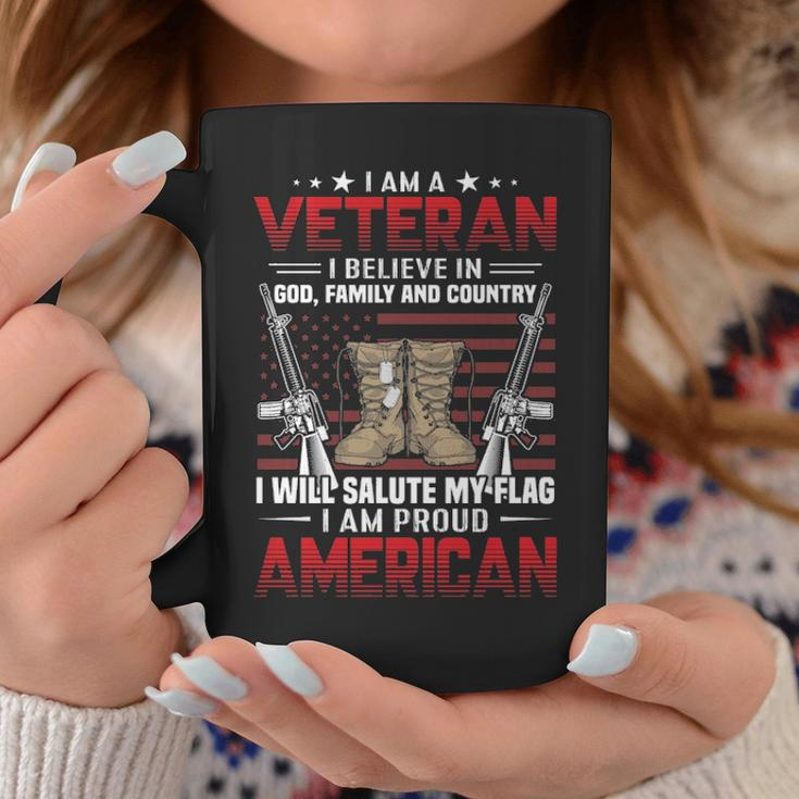 I Am A Veteran I Believe In Food Family And Country And Also I Am A Proud American Coffee Mug Personalized Gifts