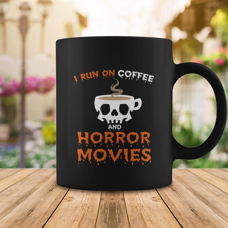 I Run On Coffee Horror Movies Halloween Quote Coffee Mug Unique Gifts