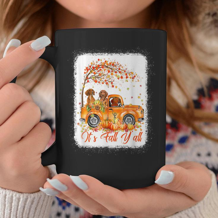 Its Fall Yall Dachshund Riding Truck Pumpkin Autumn Fall Coffee Mug Personalized Gifts
