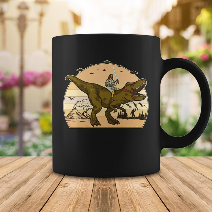 Jesus Riding T-Rex Dinosaur Funny Vintage Coffee Mug Unique Gifts