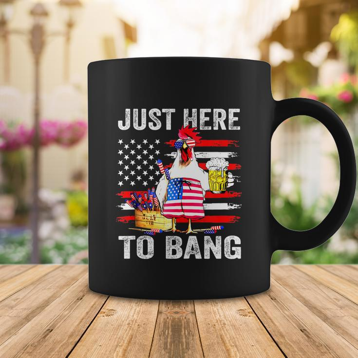Just Here To Bang Usa Flag Chicken Beer Firework 4Th Of July Coffee Mug Unique Gifts