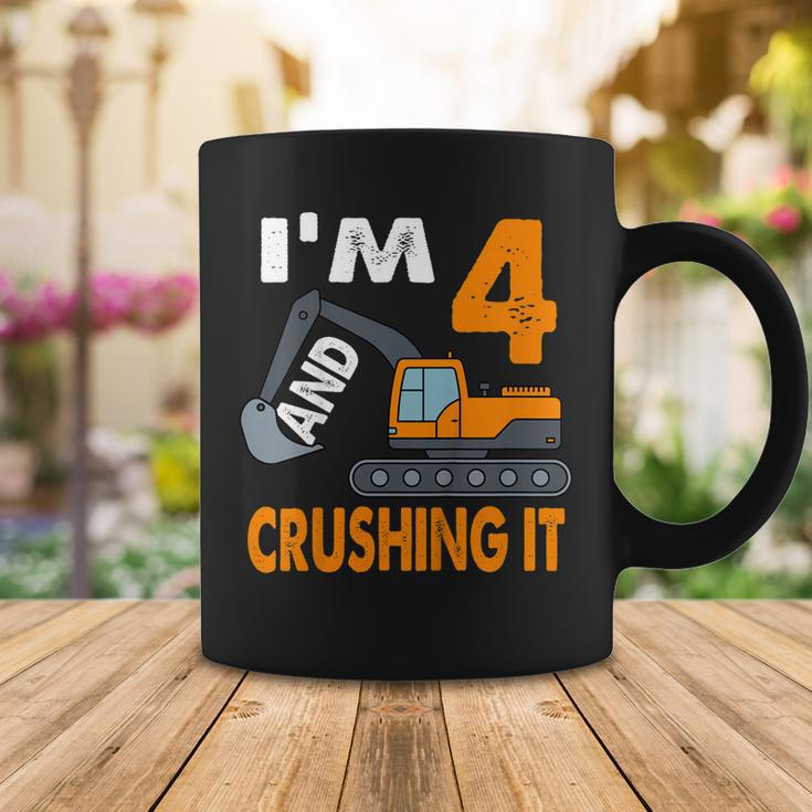 Kids Construction Truck 4Th Birthday Boy 4 Years Old Digger Truck Coffee Mug Funny Gifts