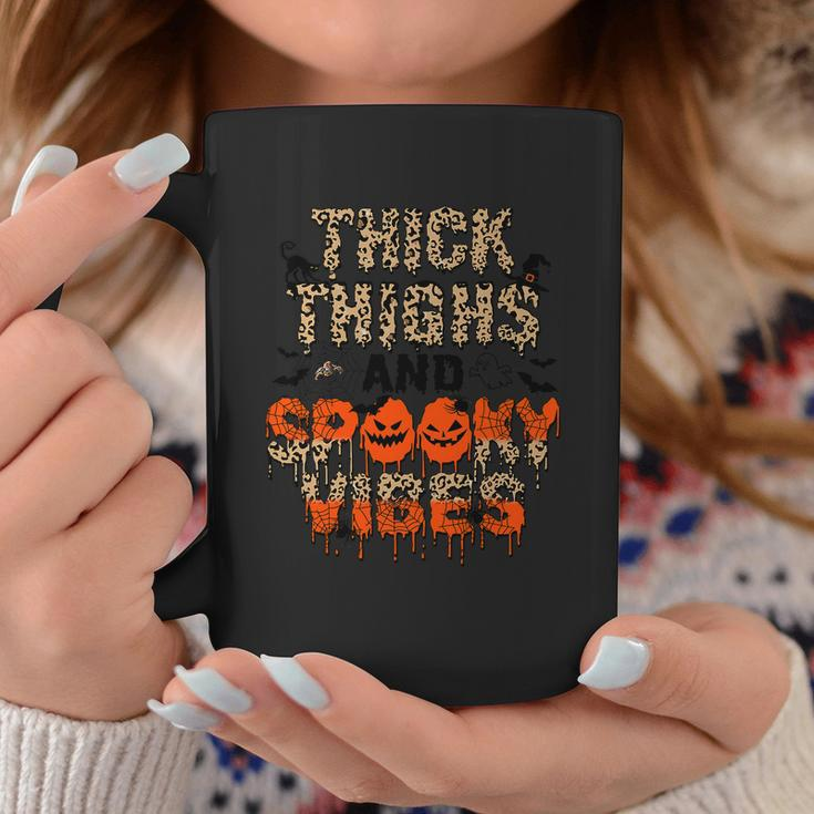 Leopard Thick Thighs And Spooky Vibes Funny Halloween Graphic Design Printed Casual Daily Basic Coffee Mug Personalized Gifts