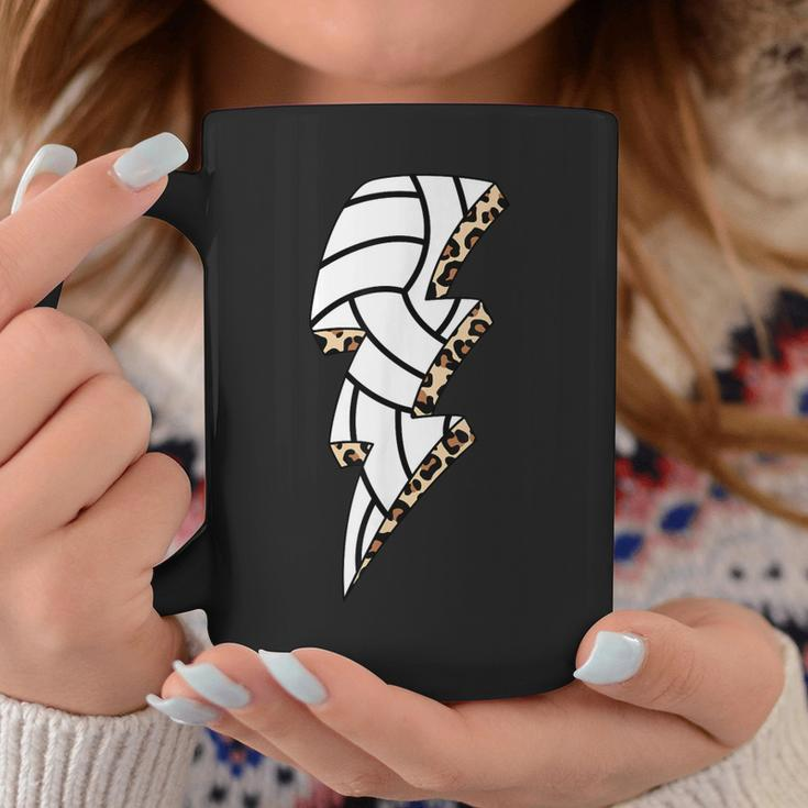 Leopard Volleyball Lightning Bolt Volleyball Mom Game Day Coffee Mug Personalized Gifts
