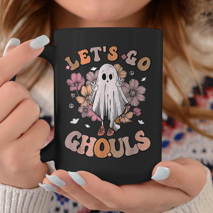 Lets Go Ghouls Ghost 70S Hippie Halloween Fall Retro Groovy Coffee Mug Personalized Gifts