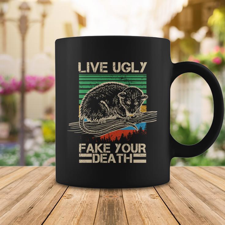 Live Ugly Fake Your Death Retro Vintage Opossum Coffee Mug Unique Gifts