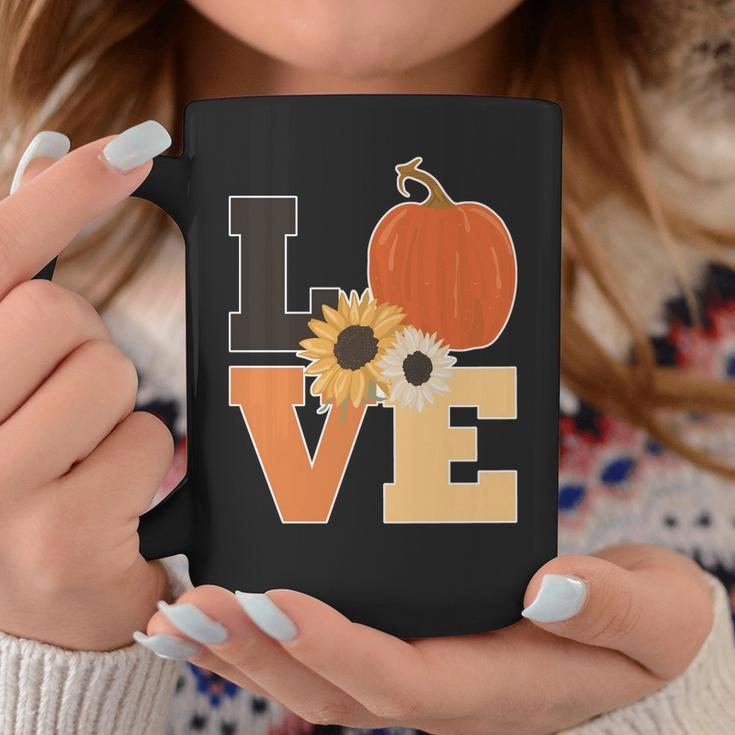 Love Autumn Floral Pumpkin Fall Season Graphic Design Printed Casual Daily Basic Coffee Mug Personalized Gifts