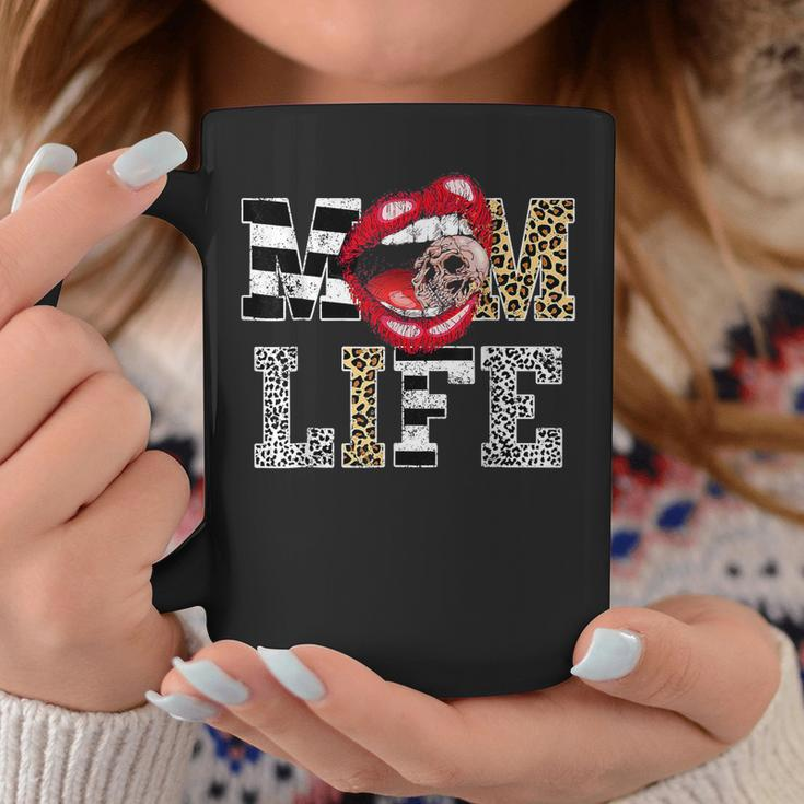 Mom Life Leopard Lip Skull Red Lip Mothers Day Coffee Mug Personalized Gifts