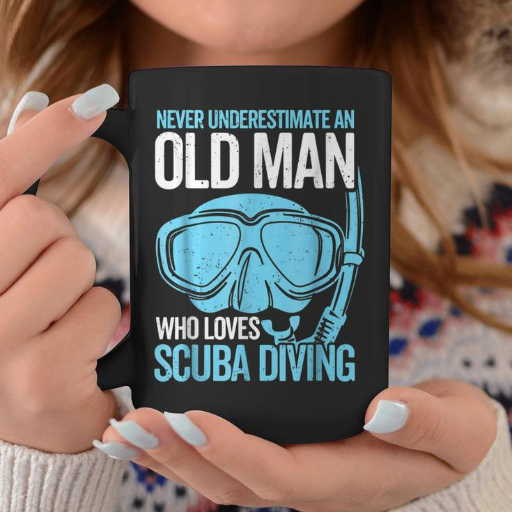 Never Underestimate An Old Man Who Love Scuba Diving For Dad Coffee Mug Personalized Gifts
