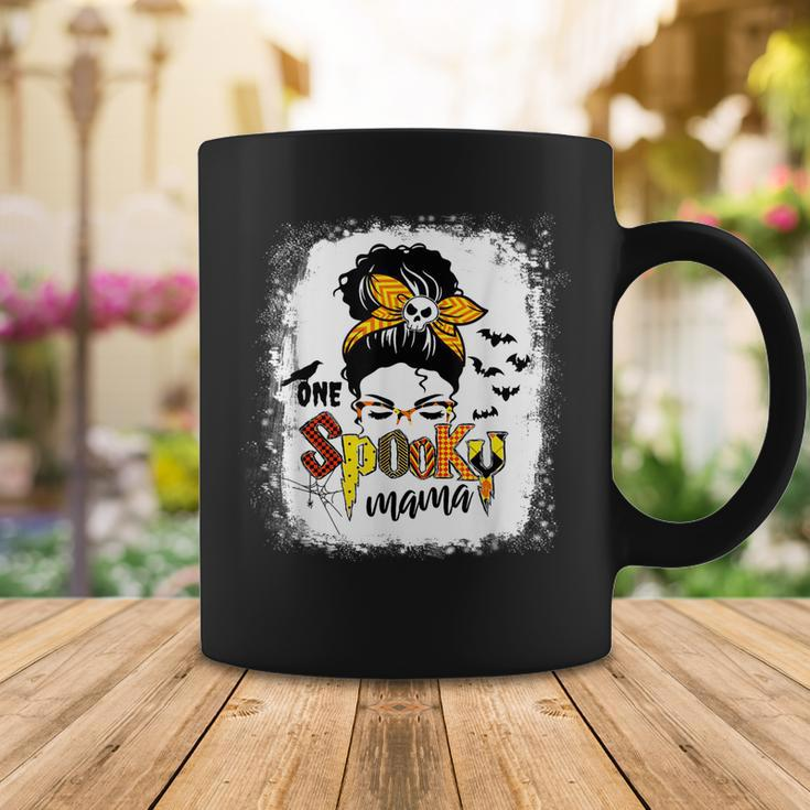 One Spooky Mama For Halloween Messy Bun Mom Monster Costume Coffee Mug Funny Gifts
