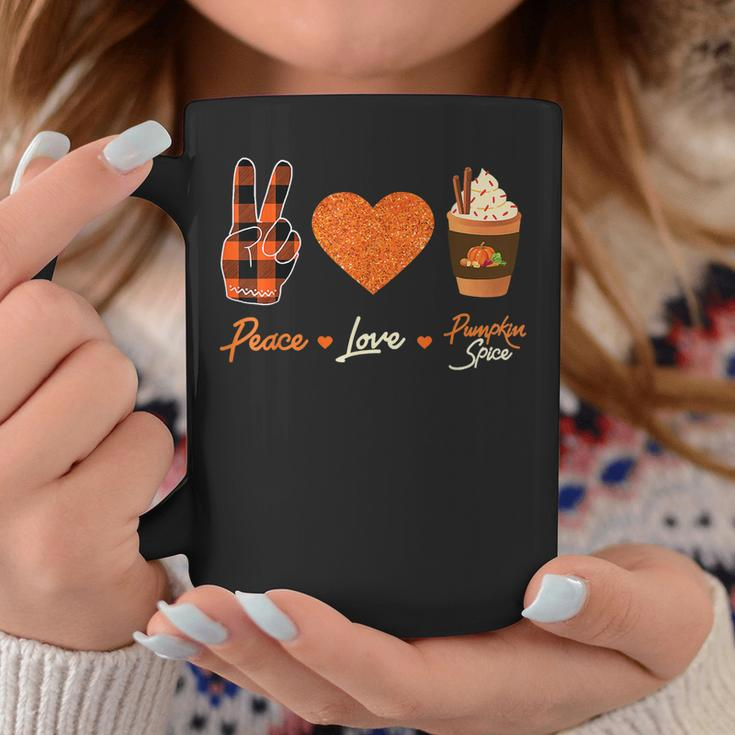 Peace Love Pumpkin Spice Fall Autumn Plaid Drinks Halloween Coffee Mug Personalized Gifts