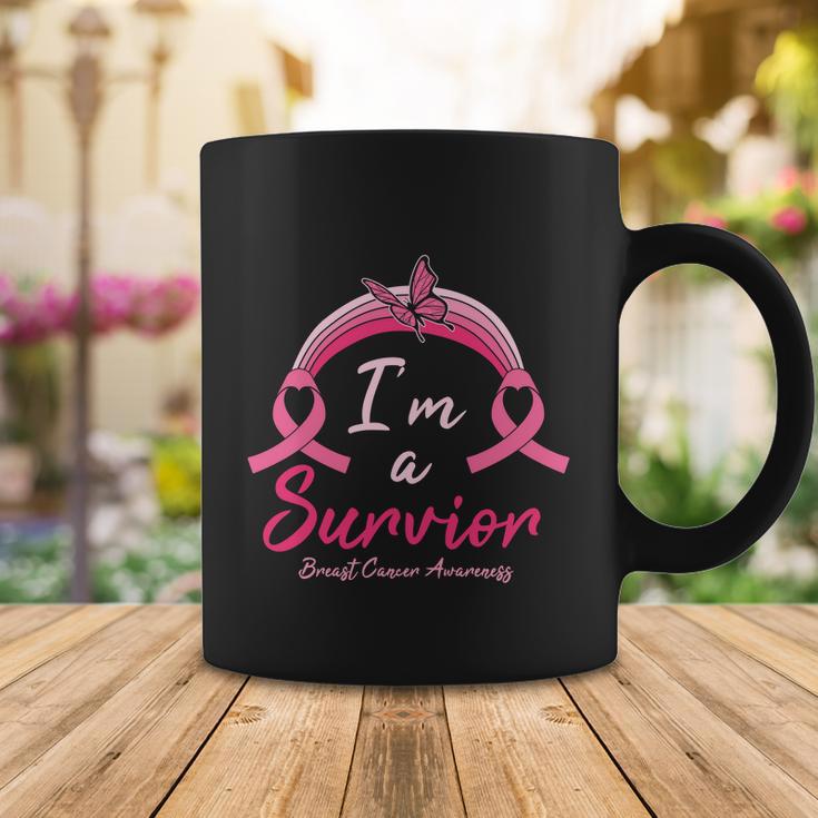 Pink Ribbon Butterfly Heart Im A Survivor Breast Caner Coffee Mug Unique Gifts