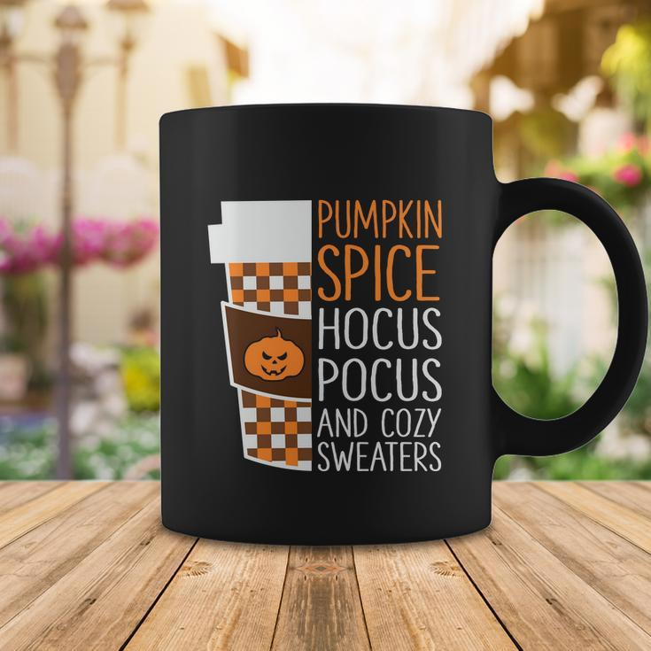 Pumpkin Spice Hocus Pocus And Cozy Sweaters Halloween Quote Coffee Mug Unique Gifts