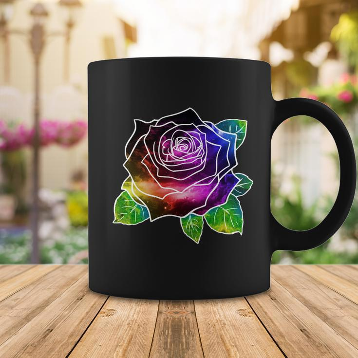 Rainbow Galaxy Floral Rose Coffee Mug Unique Gifts