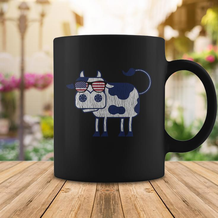 Retro Cow Merica Patriotic Us Flag 4Th Of July Farm Rancher Gift Coffee Mug Unique Gifts