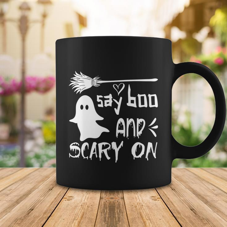Say Boo And Scary On Halloween Quote Coffee Mug Unique Gifts