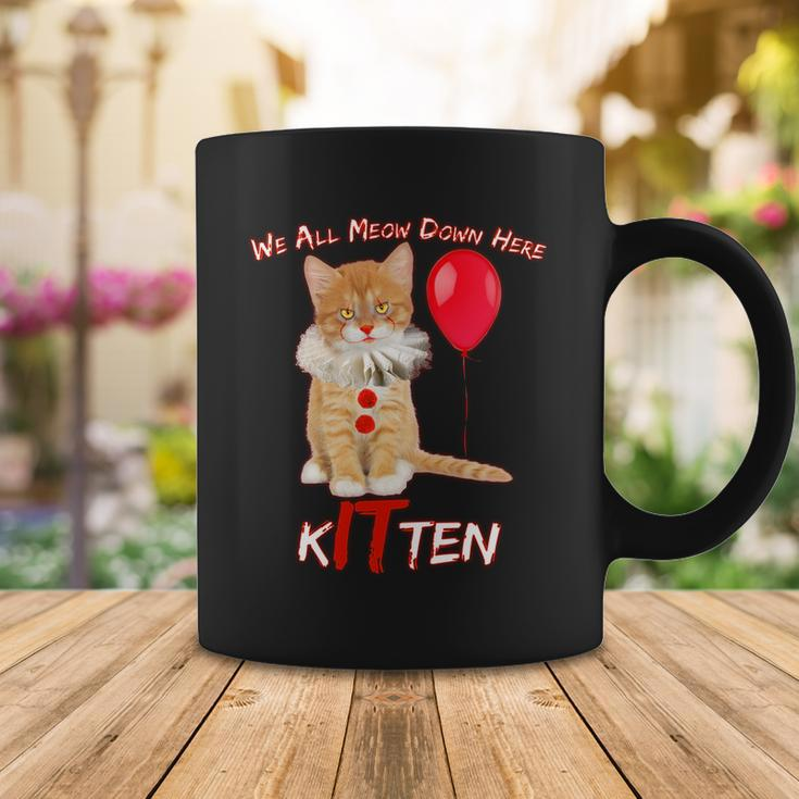 Scary We All Meow Down Here Clown Cat Kitten Coffee Mug Unique Gifts