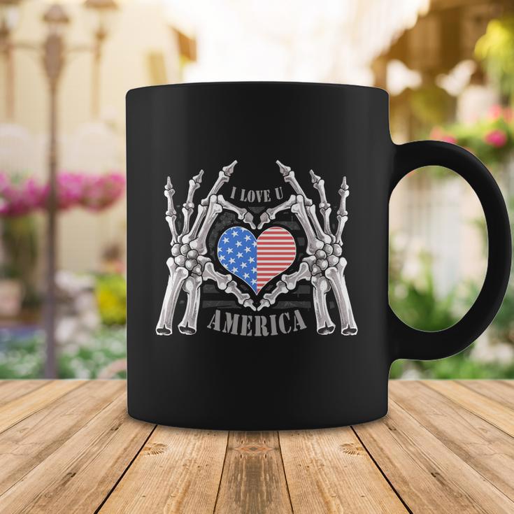 Skull Hands I Love You America Fourth Of July American Independence Day Graphic Coffee Mug Unique Gifts