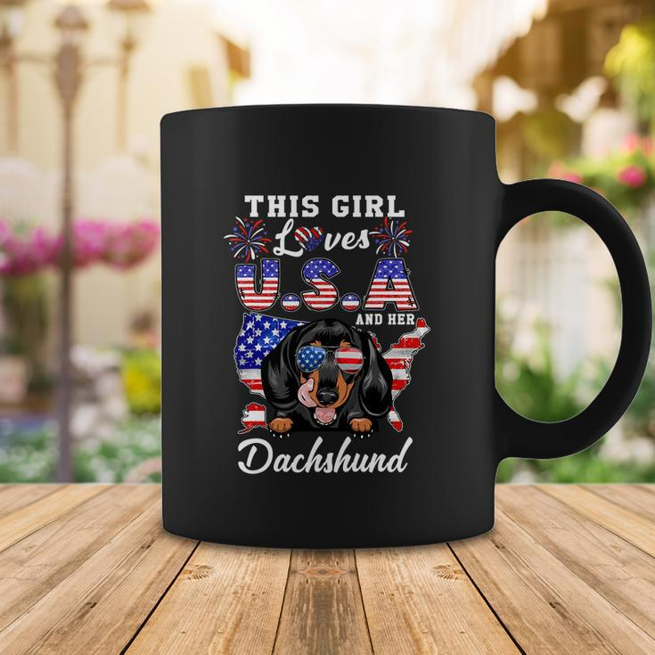 This Girl Loves Usa And Her Dog 4Th Of July Dachshund Dog Coffee Mug Unique Gifts