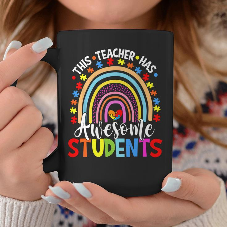 This Teacher Has Awesome Students Rainbow Autism Awareness Coffee Mug Funny Gifts