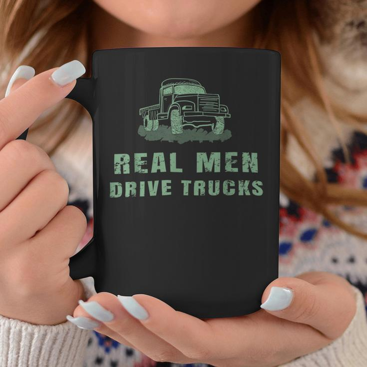 Trucker Trucker Real Drive Trucks Funny Vintage Truck Driver Coffee Mug Funny Gifts