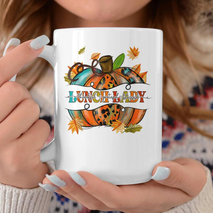 Autumn Fall Lunch Lady Thankful Grateful Blessed Pumpkin Coffee Mug Personalized Gifts