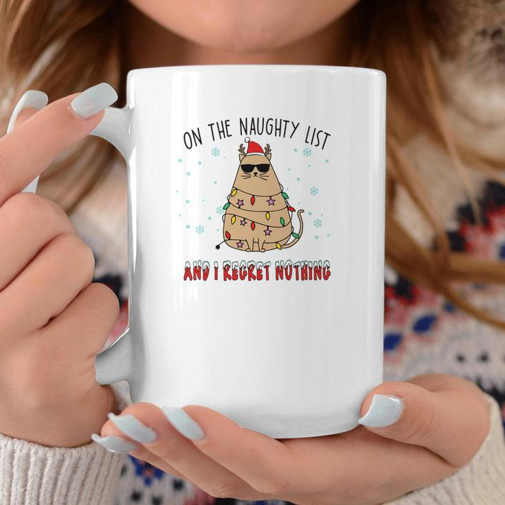 Christmas On The Naughty List And I Regret Nothing Xmas Cat Lovers Gifts Coffee Mug Funny Gifts
