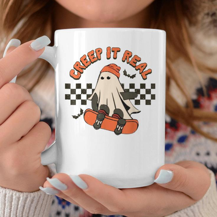 Creep It Real Ghost Boy Vintage Retro Halloween Fall Season Coffee Mug Personalized Gifts